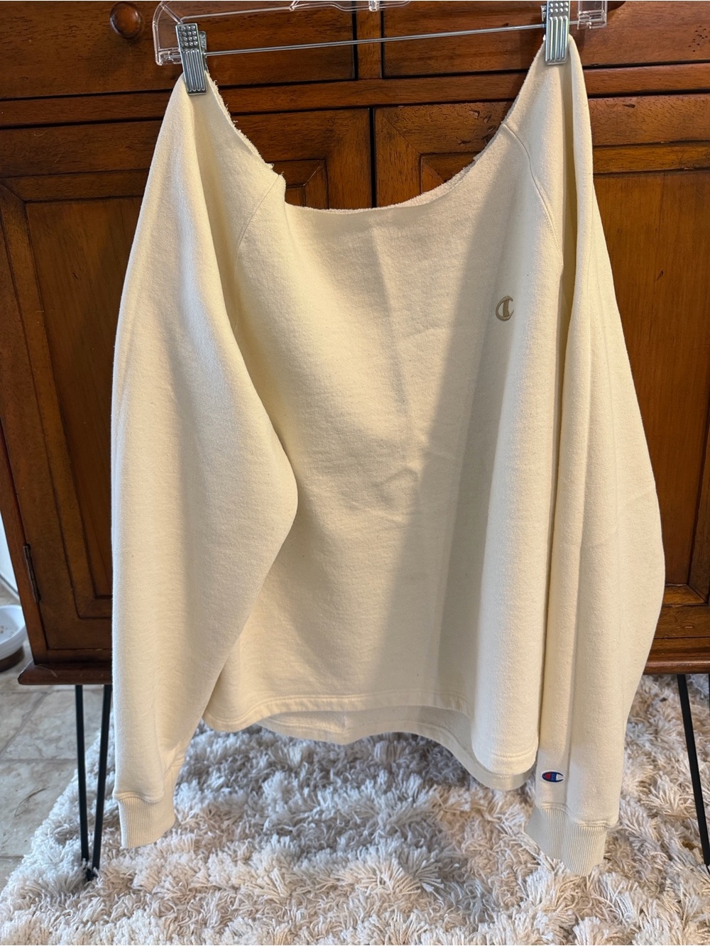 Champion Cream Boatneck Pullover Sweatshirt